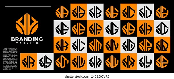 Bundle of simple line abstract letter V VV logo design