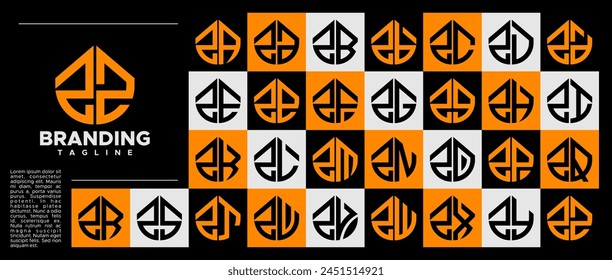Paket aus schlichtem, abstraktem Strichbuchstaben Z ZZ Logo Design