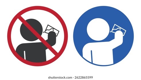 Bundle sin prohibition to drink, and blue instruction sign drinking station