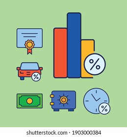 conjunto de seis iconos de conjunto financiero diseño de ilustración vectorial