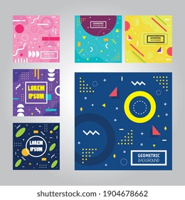 conjunto de seis colores geométricos fondo diseño de ilustración vectorial