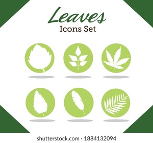 conjunto de seis folletos plantas e íconos de estilo de silueta con membrete ilustración vectorial diseño