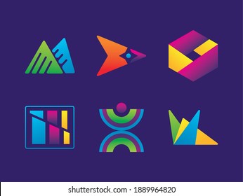 conjunto de seis logotipos conjunto de la compañía iconos diseño de ilustración vectorial