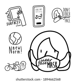 conjunto de seis nuevas letras de norma nueva campaña conjunto de iconos de estilo de línea diseño de ilustración vectorial