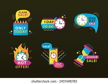 Sechs-Sale-Countdowns-Buchstaben Vektorgrafik-Design