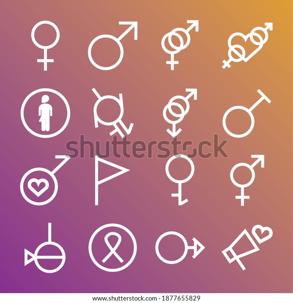 Bundle Sixteen Gender Symbols Sexual Orientation Stock Vector Royalty