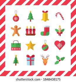 bundle of sixteen merry christmas flat style icons vector illustration design