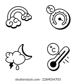 Bundle of Sketchy Weather and Forecast Tools Icons 


