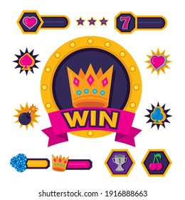 bundle of slots casino set icons vector illustration design
