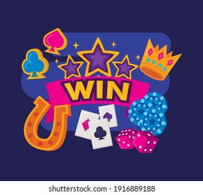 bundle of slots casino set icons vector illustration design