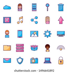 bundle of social media icons vector illustration design