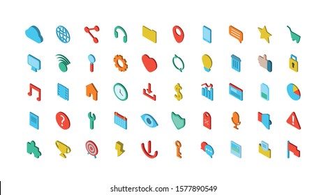 bundle of social media icons vector illustration design