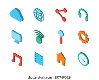 bundle of social media icons vector illustration design