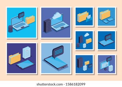 bundle of social media icons vector illustration design