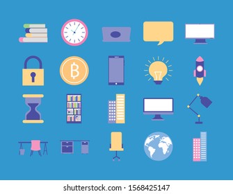 bundle of social media marketing icons vector illustration design