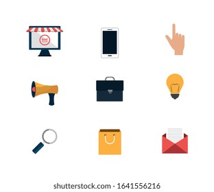 bundle of social media marketing icons vector illustration design