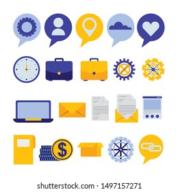 bundle of social media marketing vector illustration design