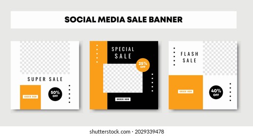 A bundle social media post design templates backgrounds with copyspace. Editable post template social media banners for digital marketing. Fashion sale banner template for social media post