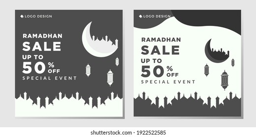 bundle Social Media Post Ramadhan Sale, vector eps 10 template ramadhan sale shape of moon, mosque. modern banner islamic.