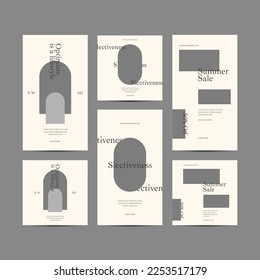 Bundle of Social Media Retro and Simple Templates. Digital business marketing banner for social media template