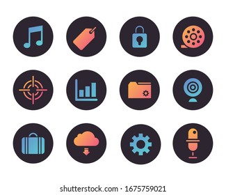 bundle of social media set icons vector illustration design