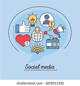 conjunto de medios sociales ajustar línea y rellenar iconos de estilo en el diseño de ilustración vectorial de fondo azul