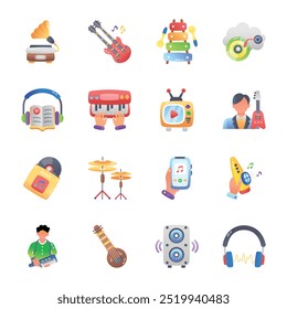 Bundle of Sound and Melody Flat Style Icons
