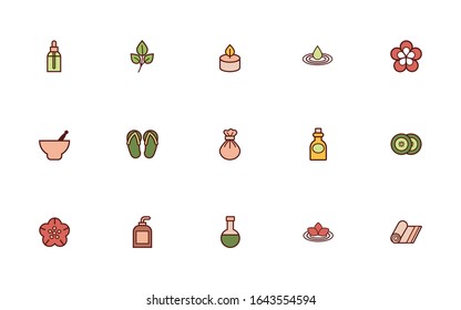 bundle of spa line and fill style icons vector illustration design