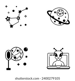 Bundle of Space Research Linear Icons 

