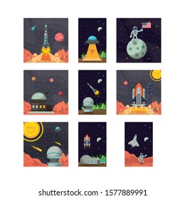 bundle of space set icons vector illustration design