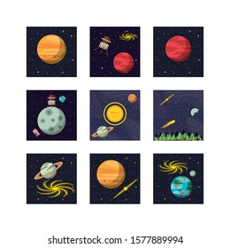 bundle of space set icons vector illustration design