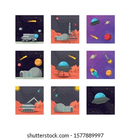 bundle of space set icons vector illustration design