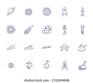 bundle of space set icons vector illustration design