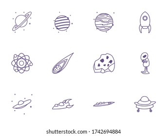 bundle of space set icons vector illustration design