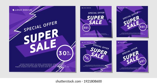 Bundle special offer, super sale up to 30%, social media post template, vector eps 10 marketing design.