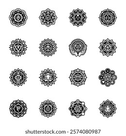 Bundle of Spiritual Chakra Symbols Glyph Style Icons 


chakra symbol