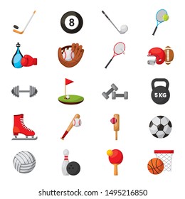 bundle of sports equipment icons vector illustration design