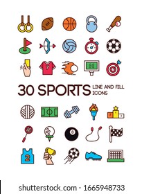 Bundle Of Sports Set Line And Fill Icons Vector Illustration Design