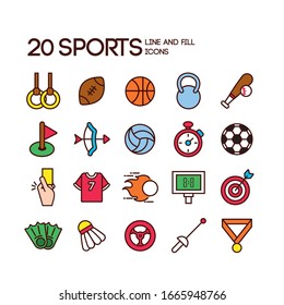 Bundle Of Sports Set Line And Fill Icons Vector Illustration Design