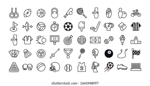 bundle of sports set line icons vector illustration design
