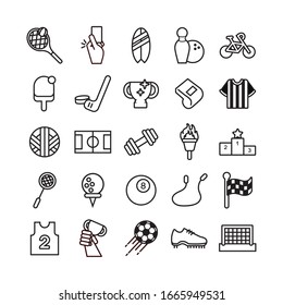 bundle of sports set line icons vector illustration design
