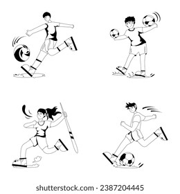 Bundle of Sportsperson Glyph Illustrations 

