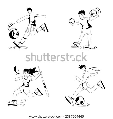 Bundle of Sportsperson Glyph Illustrations 

