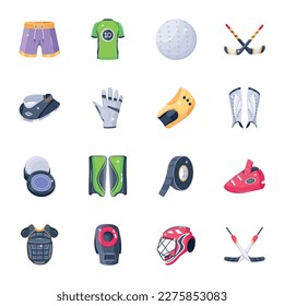 Bundle of Sportswear and Accessories Icons in 2D Style 

