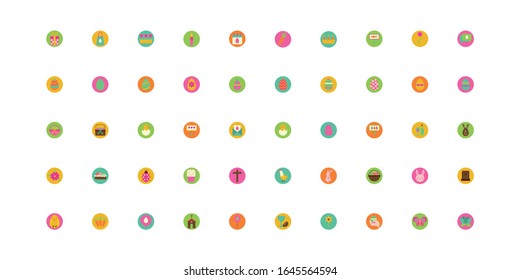 bundle of spring set block and flat icons vector illustration design