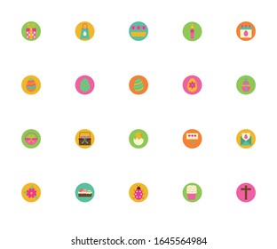 bundle of spring set block and flat icons vector illustration design