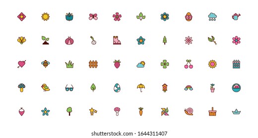 bundle of spring set flat icons vector illustration design