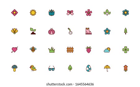 bundle of spring set flat icons vector illustration design