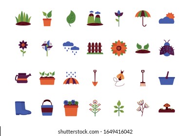 bundle of spring set flat icons vector illustration design