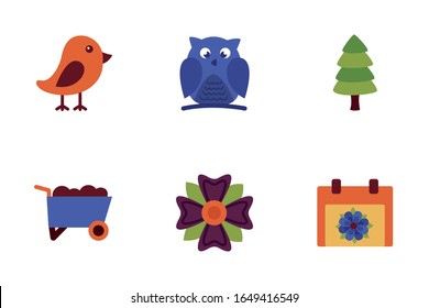 bundle of spring set flat icons vector illustration design